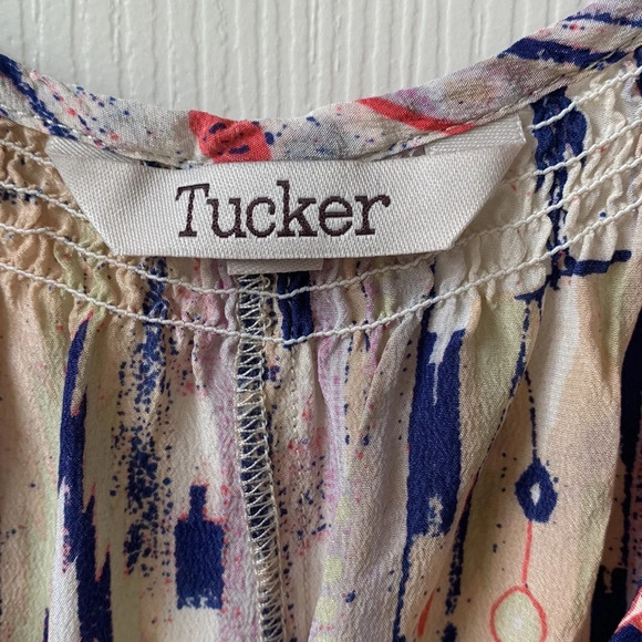 Tucker sleeveless Dress aztec print Scoop neck 100% silk maxi/midi dress Petite - Picture 6 of 11